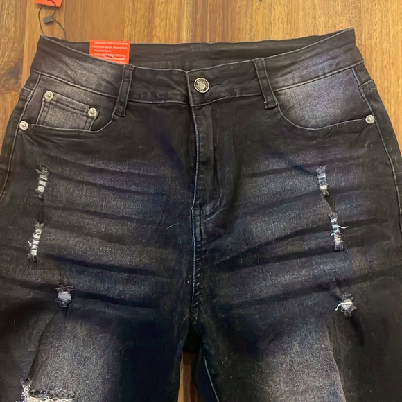 NWT High-waisted distressed skinny jeans - black - size 12 - Picture 3 of 10